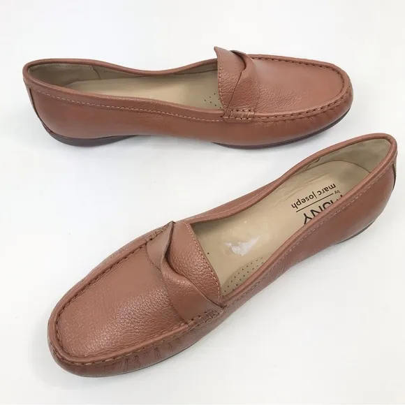 Marc Joseph NY Beverly Road Soft Brown Leather Slip On Moccasin Driving Loafers