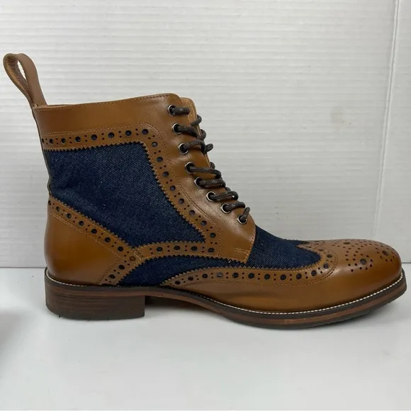 Marc Nolan Belmont Denim Wingtip Combat Boots Mens Size 11
