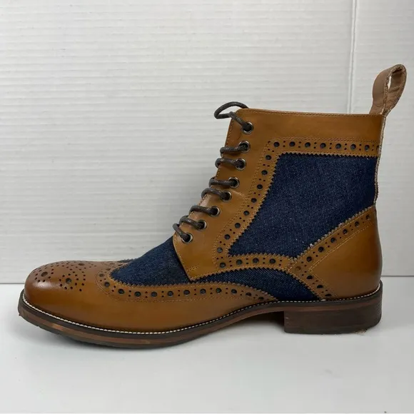Marc Nolan Belmont Denim Wingtip Combat Boots Mens Size 11