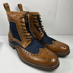 Marc Nolan Belmont Denim Wingtip Combat Boots Mens Size 11