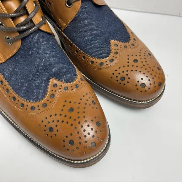 Marc Nolan Belmont Denim Wingtip Combat Boots Mens Size 11