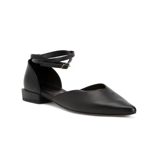 MARCELLA NYC Black Leather Kerry Flats