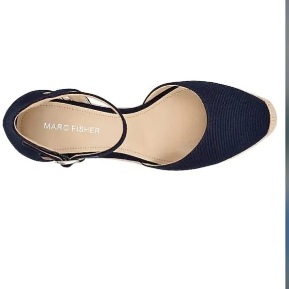 Marc Fisher Teelan Esapdrille Wedge Sandal Navy