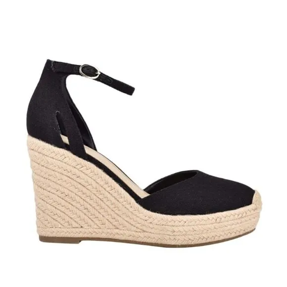 Marc Fisher Teelan Esapdrille Wedge Sandals Black