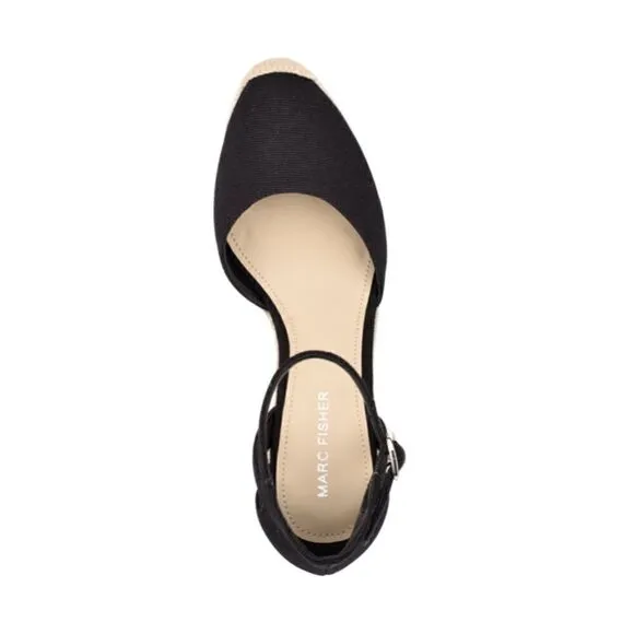 Marc Fisher Teelan Esapdrille Wedge Sandals Black