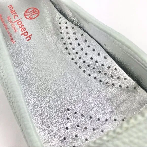 Marc Joseph NY Union Golf Light Mint Blue Leather Slip On Penny Driving Loafers