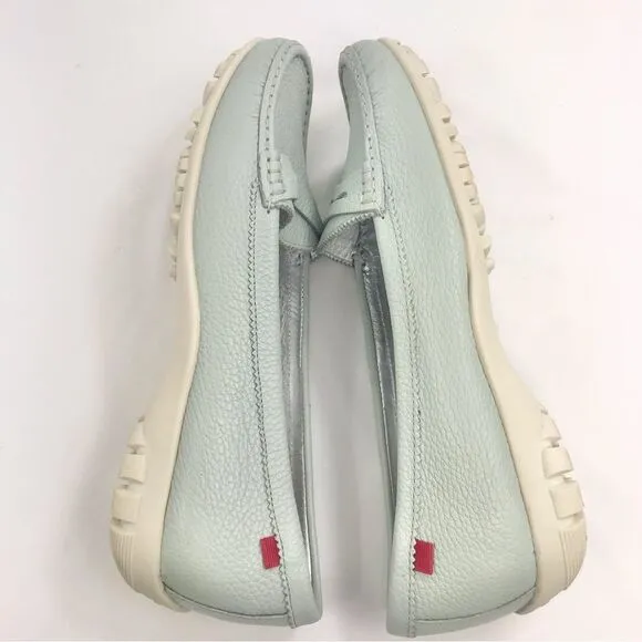 Marc Joseph NY Union Golf Light Mint Blue Leather Slip On Penny Driving Loafers