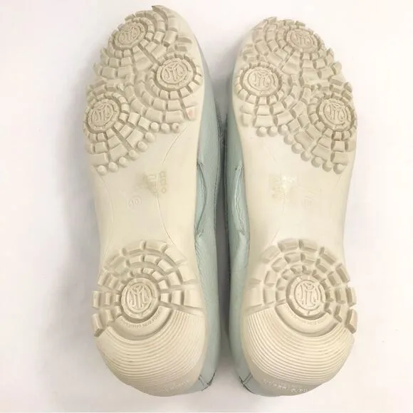 Marc Joseph NY Union Golf Light Mint Blue Leather Slip On Penny Driving Loafers