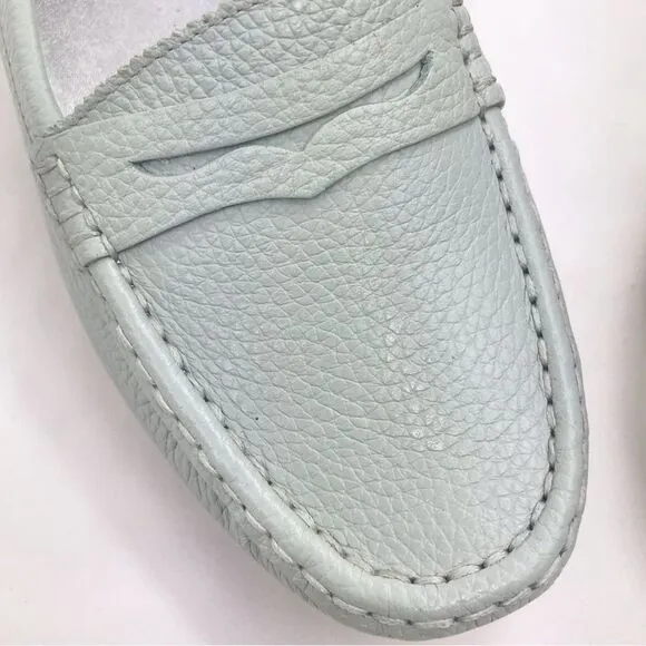 Marc Joseph NY Union Golf Light Mint Blue Leather Slip On Penny Driving Loafers