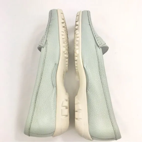Marc Joseph NY Union Golf Light Mint Blue Leather Slip On Penny Driving Loafers