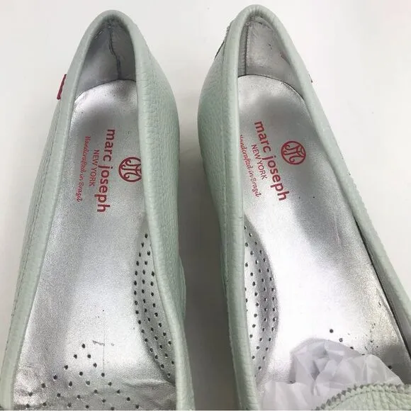 Marc Joseph NY Union Golf Light Mint Blue Leather Slip On Penny Driving Loafers