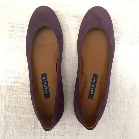 Margaux The Classic Flat Round Toe Suede Ballet Flats Plum Purple Size 5 (EU 35)