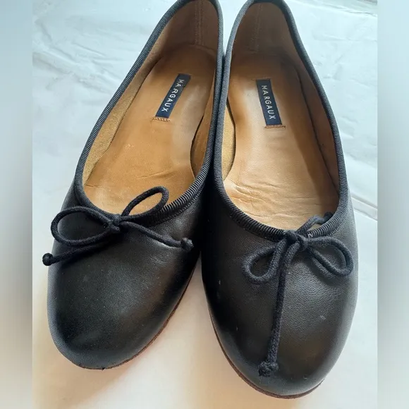 Margaux “The Demi” Black Nappa Leather Ballet Flats Size 38 US