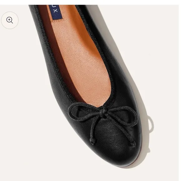 Margaux “The Demi” Black Nappa Leather Ballet Flats Size 38 US
