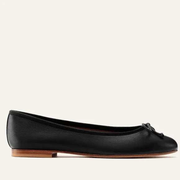 Margaux “The Demi” Black Nappa Leather Ballet Flats Size 38 US