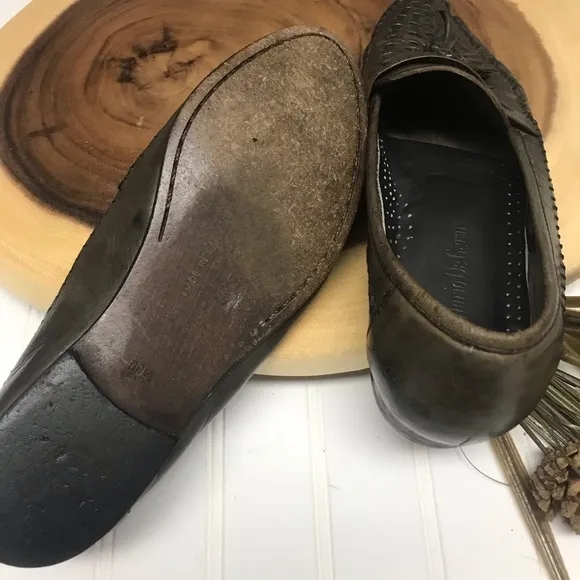 Mario De Geraro Woven Leather Loafers Olive Green
