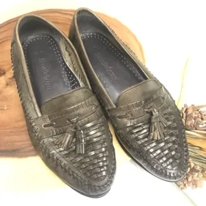 Mario De Geraro Woven Leather Loafers Olive Green