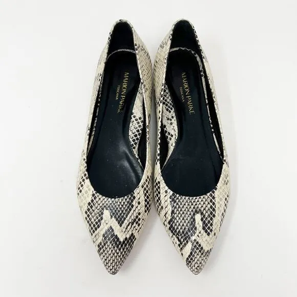 Marion Parke Python Snake Pointy Toe Flats Women's 38 US 7.5