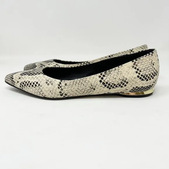 Marion Parke Python Snake Pointy Toe Flats Women's 38 US 7.5