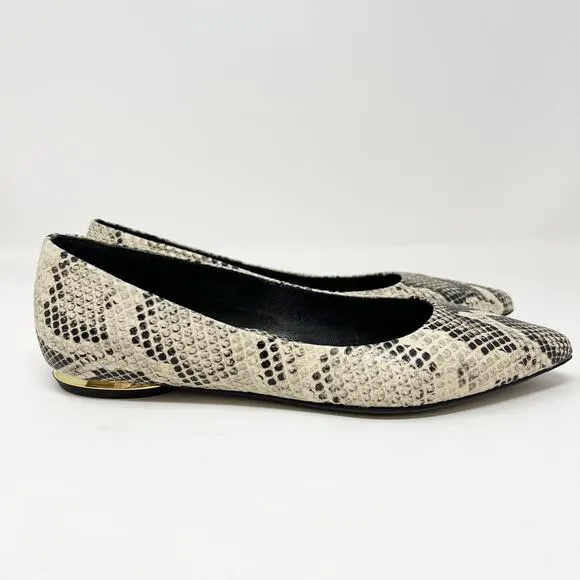 Marion Parke Python Snake Pointy Toe Flats Women's 38 US 7.5