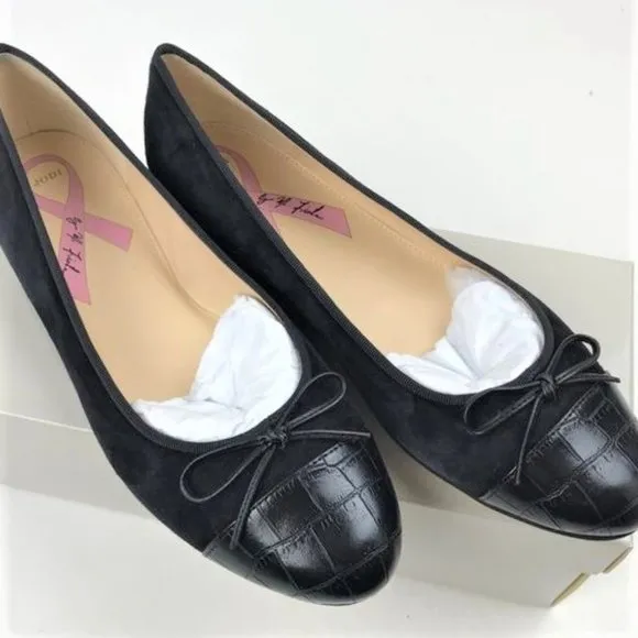Mark Fisher Ballet Flats Black Leather Suede Sz 9 NWB
