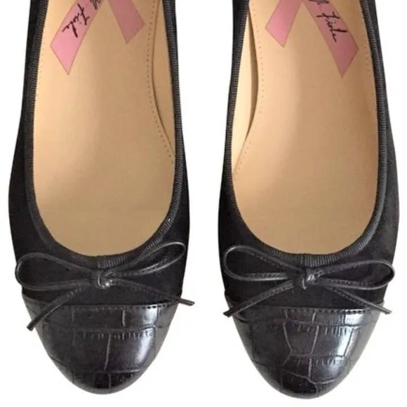 Mark Fisher Ballet Flats Black Leather Suede Sz 9 NWB
