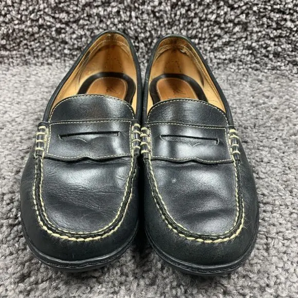 Martin Dingman Black Leather Penny Loafers Moc Toe Driving Casual 10.5 M