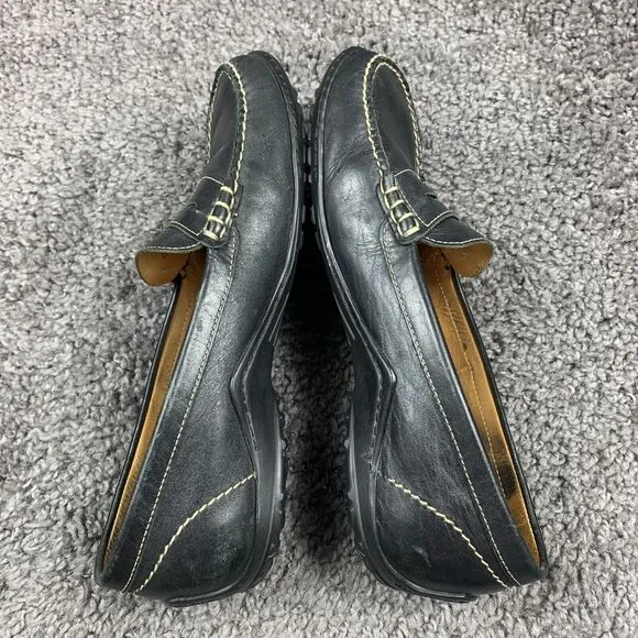 Martin Dingman Black Leather Penny Loafers Moc Toe Driving Casual 10.5 M