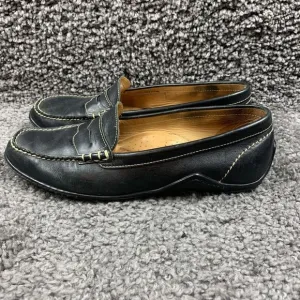 Martin Dingman Black Leather Penny Loafers Moc Toe Driving Casual 10.5 M