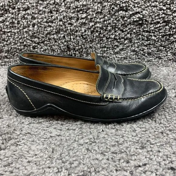 Martin Dingman Black Leather Penny Loafers Moc Toe Driving Casual 10.5 M