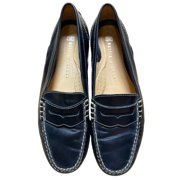 Martin Dingman Driving Penny Loafers Mens 8 Black Leather Preppy Dress Shoes