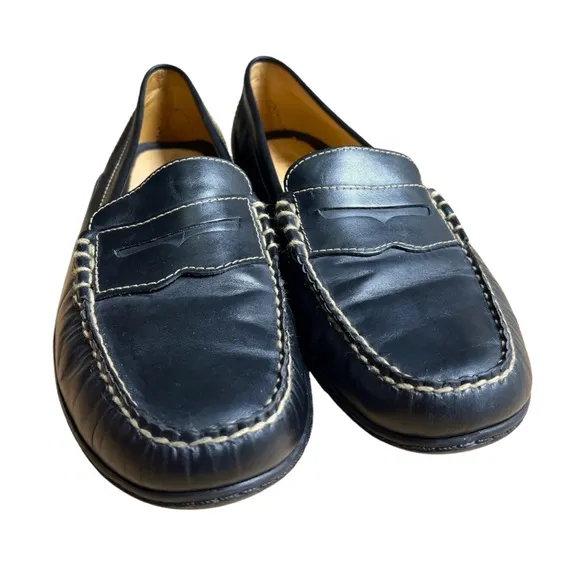 Martin Dingman Driving Penny Loafers Mens 8 Black Leather Preppy Dress Shoes