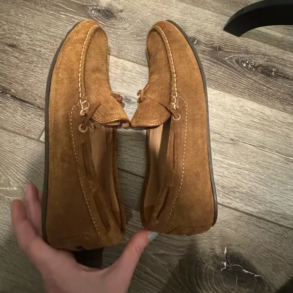 Massimo Dutti Brown textured Suede Slip-On Loafers moccasin driving shoe 44