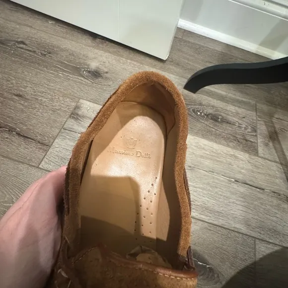 Massimo Dutti Brown textured Suede Slip-On Loafers moccasin driving shoe 44