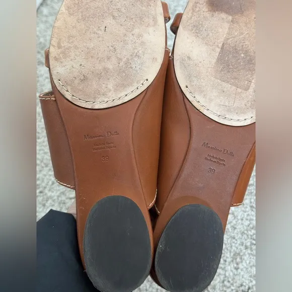 Massimo Dutti leather slip on sandals