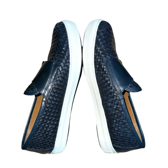 Massimo Dutti Men's Blue Double Monk Strap Woven Leather Loafers Size 11 Casual