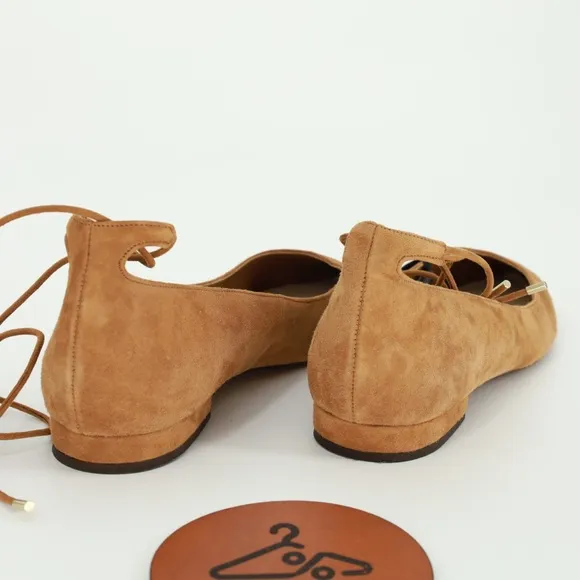 MASSIMO DUTTI Pointy Toe Flats with Ankle Tie