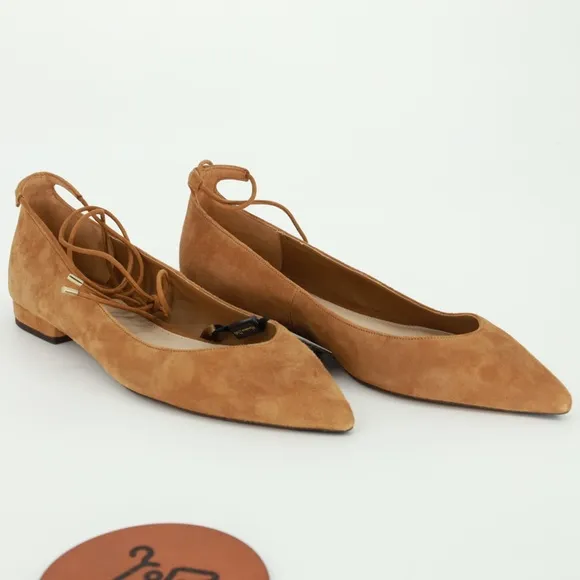 MASSIMO DUTTI Pointy Toe Flats with Ankle Tie