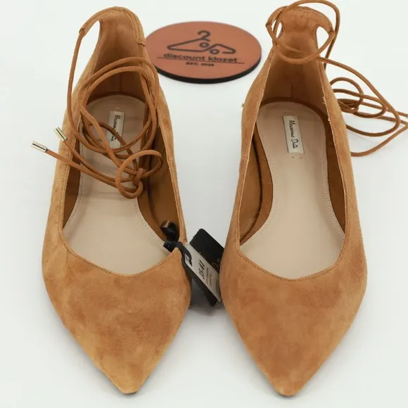 MASSIMO DUTTI Pointy Toe Flats with Ankle Tie