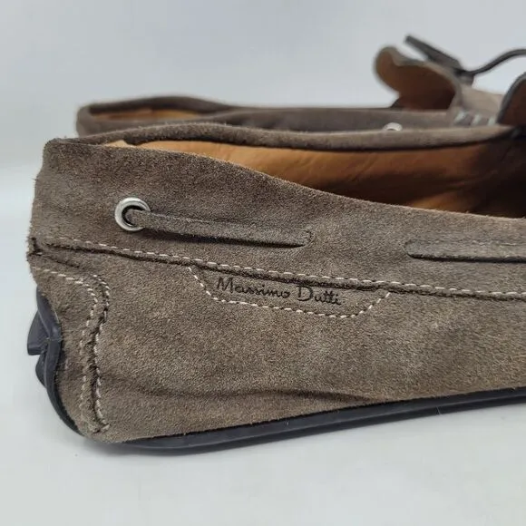 Massimo Dutti Shoes Mens EU42 US9 Brown Suede Driving Loafers Tie Slip On