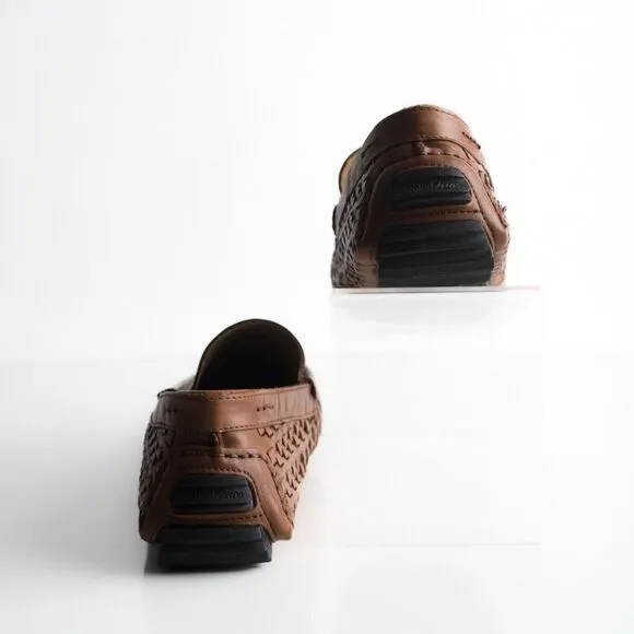 Massimo Matteo Firenze Men Driving loafers Havana Brown Leather woven US 9 EU 42