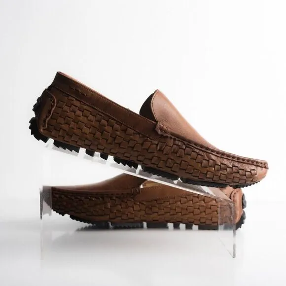 Massimo Matteo Firenze Men Driving loafers Havana Brown Leather woven US 9 EU 42