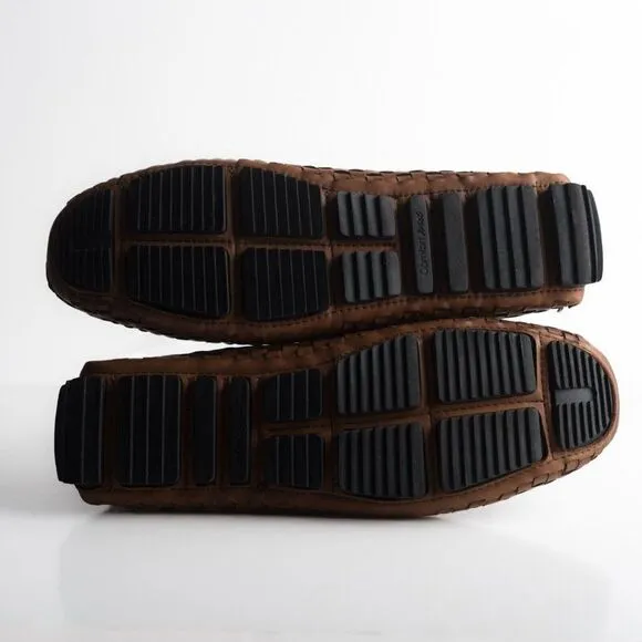 Massimo Matteo Firenze Men Driving loafers Havana Brown Leather woven US 9 EU 42