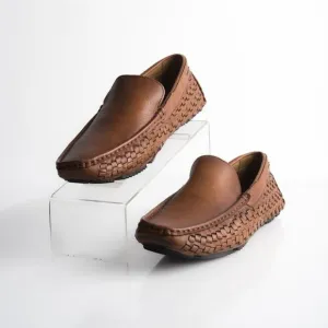 Massimo Matteo Firenze Men Driving loafers Havana Brown Leather woven US 9 EU 42