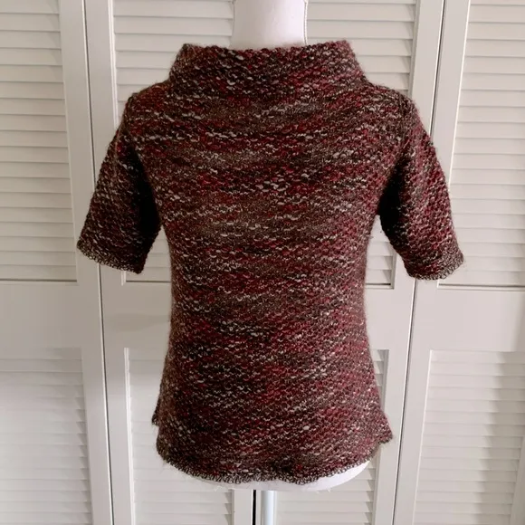 MaxMara Made in Italy Wool Mohair Blend Short Sleeve Mock Neck Sweater Size L