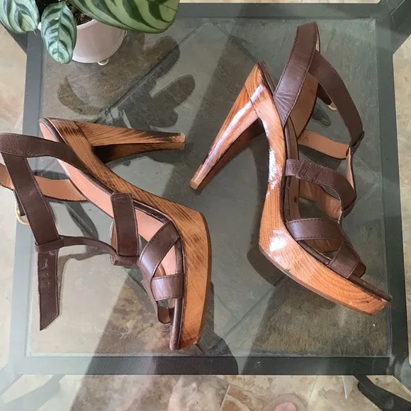 MaxMara Platform Wood Strap Sandals