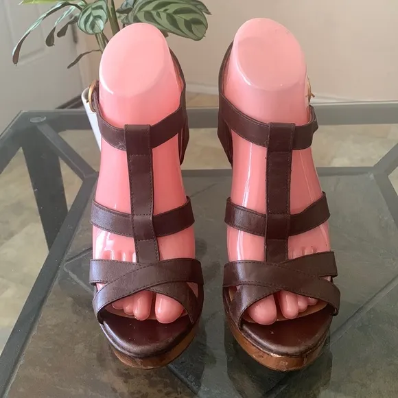 MaxMara Platform Wood Strap Sandals