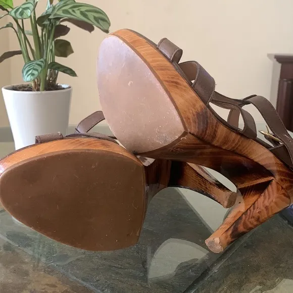 MaxMara Platform Wood Strap Sandals