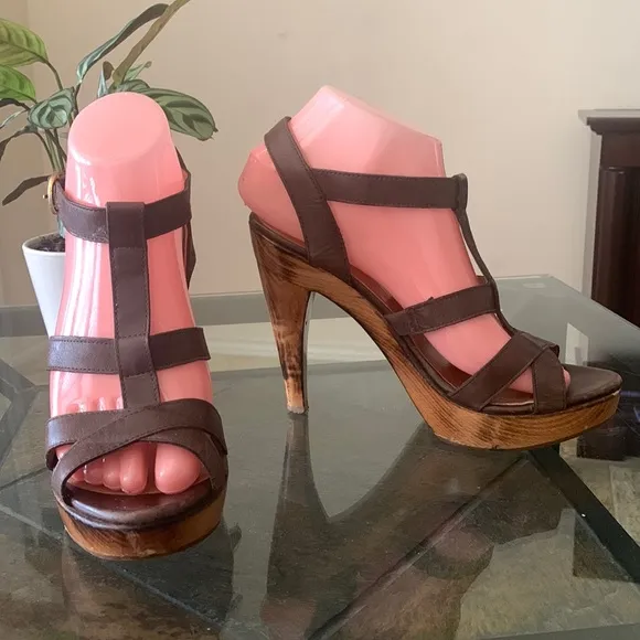 MaxMara Platform Wood Strap Sandals