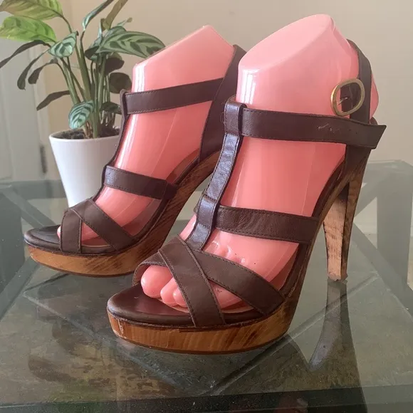 MaxMara Platform Wood Strap Sandals